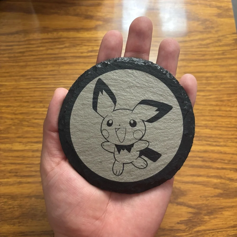 Pichu Laser Engraved Slate Coaster